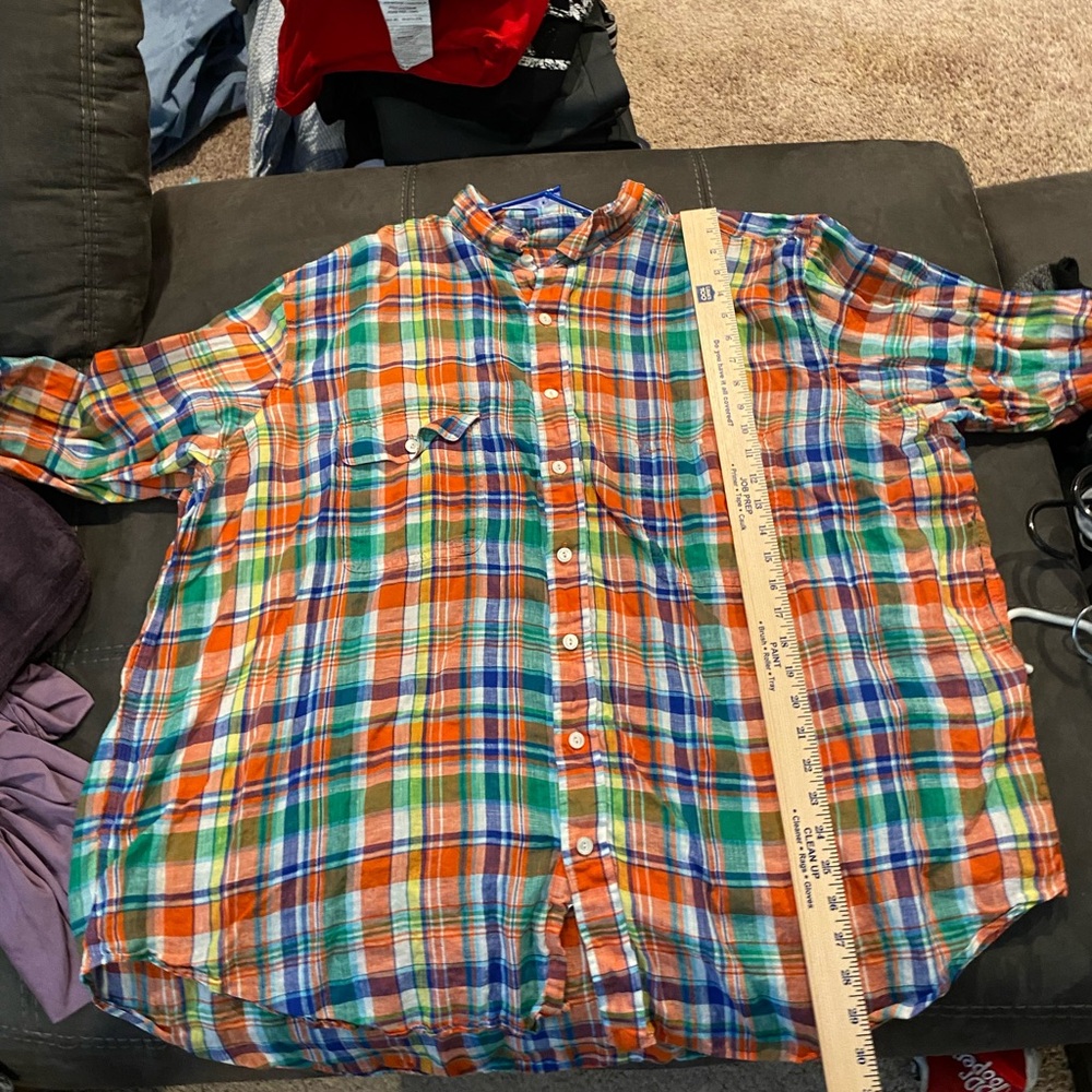 Used 3xb Orange and multi color Polo Ralph Lauren Long Sleeve Shirt.